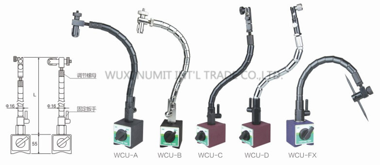Black / Red Flexible Arm Magnetic Base Stand with Metal or Plastic Switch
